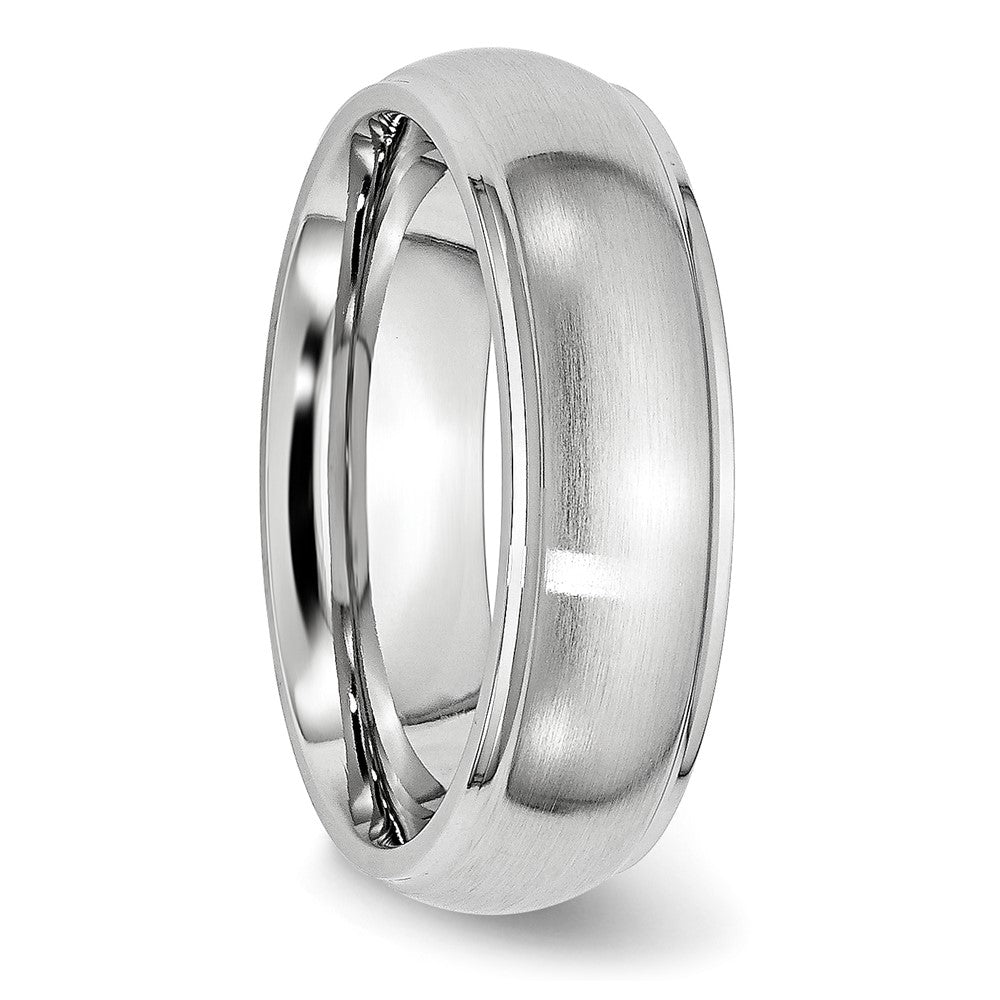 Cobalt Satin and Polished 7mm Ridged Edge Band Size - 8