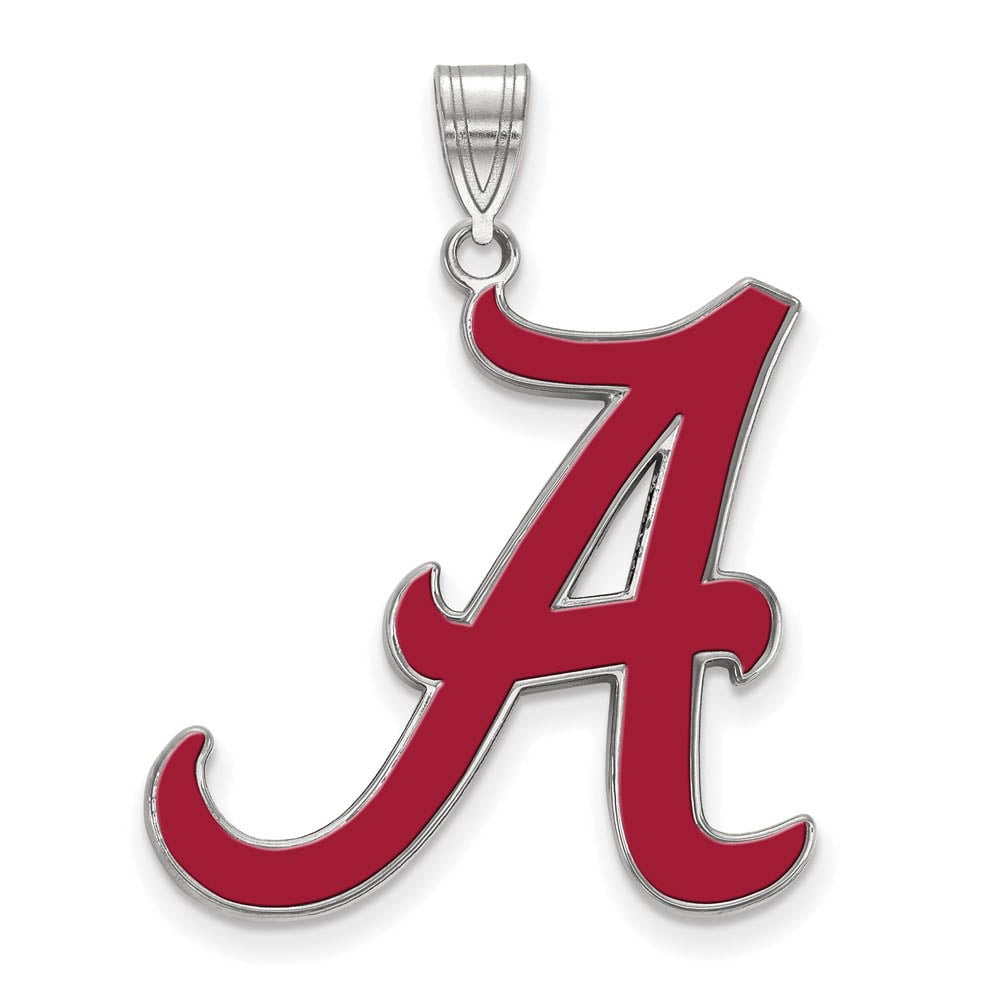 Sterling Silver Rhodium-plated LogoArt University of Alabama Letter A Extra Large Enameled Pendant Q-SS089UAL