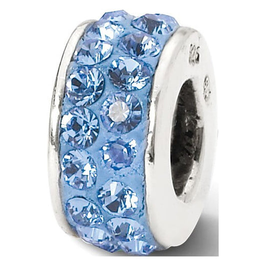 Sterling Silver Reflections Light Blue Double Row Preciosa Crystal Bead
