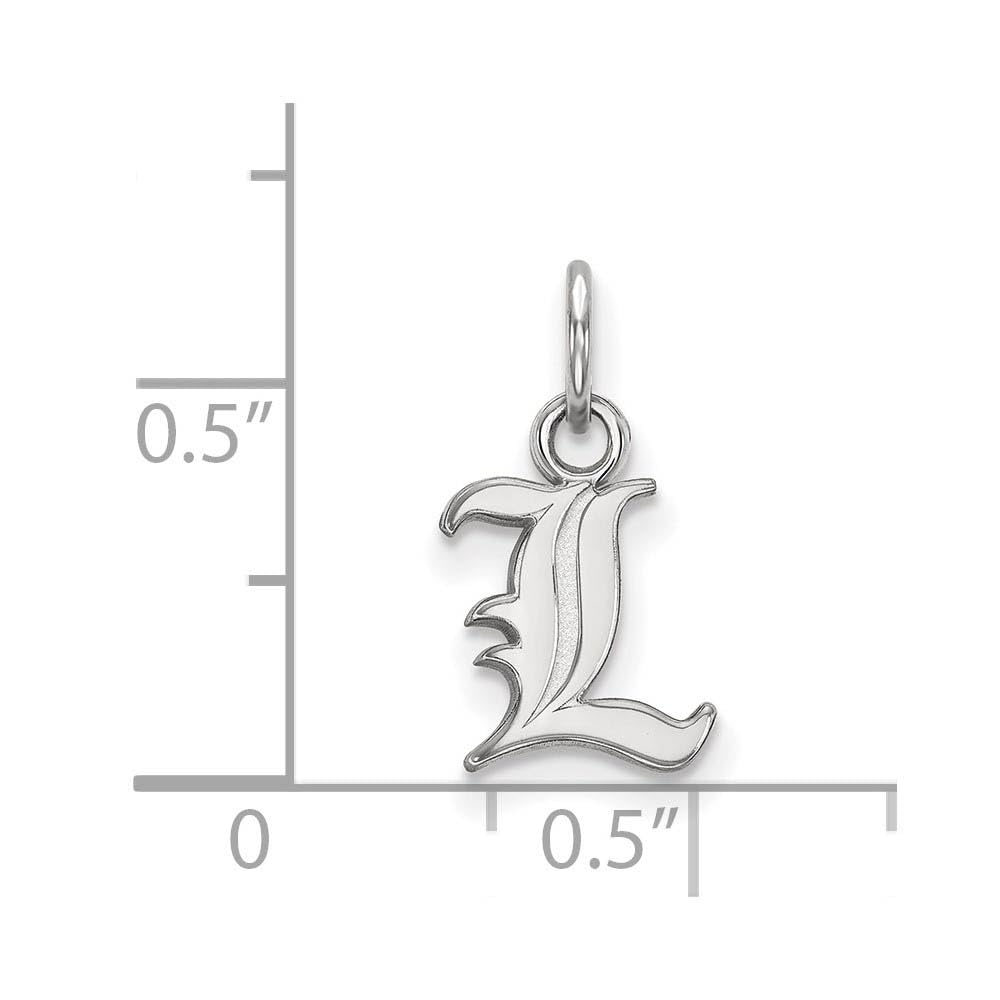 Sterling Silver Rhodium-plated LogoArt University of Louisville Letter L Extra Small Pendant Q-SS001UL