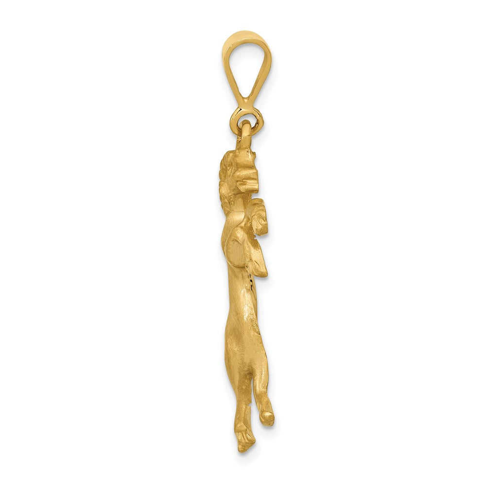 14k Satin Diamond-cut Aries Zodiac Charm