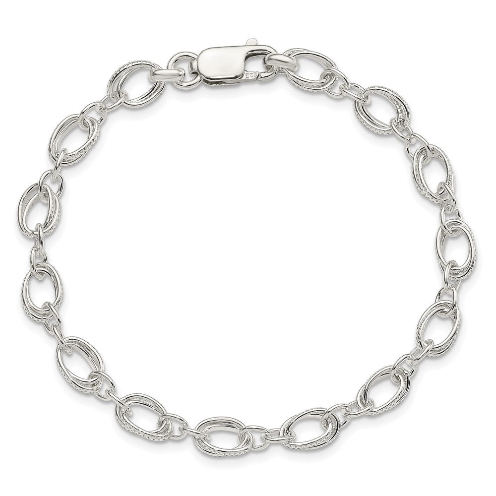 Sterling Silver Polished and Textured 5.5mm Fancy Bracelet 7.5 inches