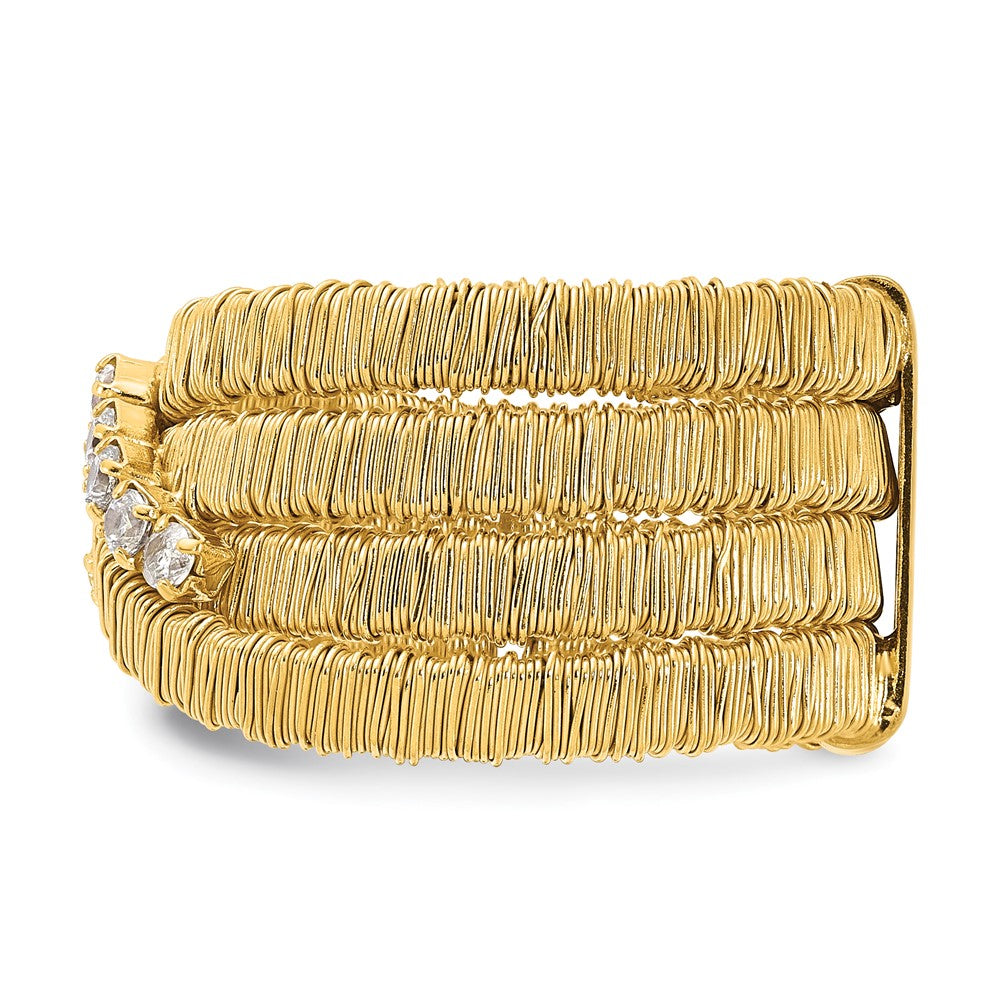 Sterling Silver Gold-plated CZ 4 Row Wire Wrapped Size 10 Ring