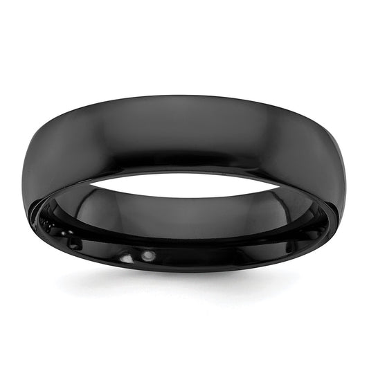 Black Zirconium Polished 6mm Band Size - 9.5