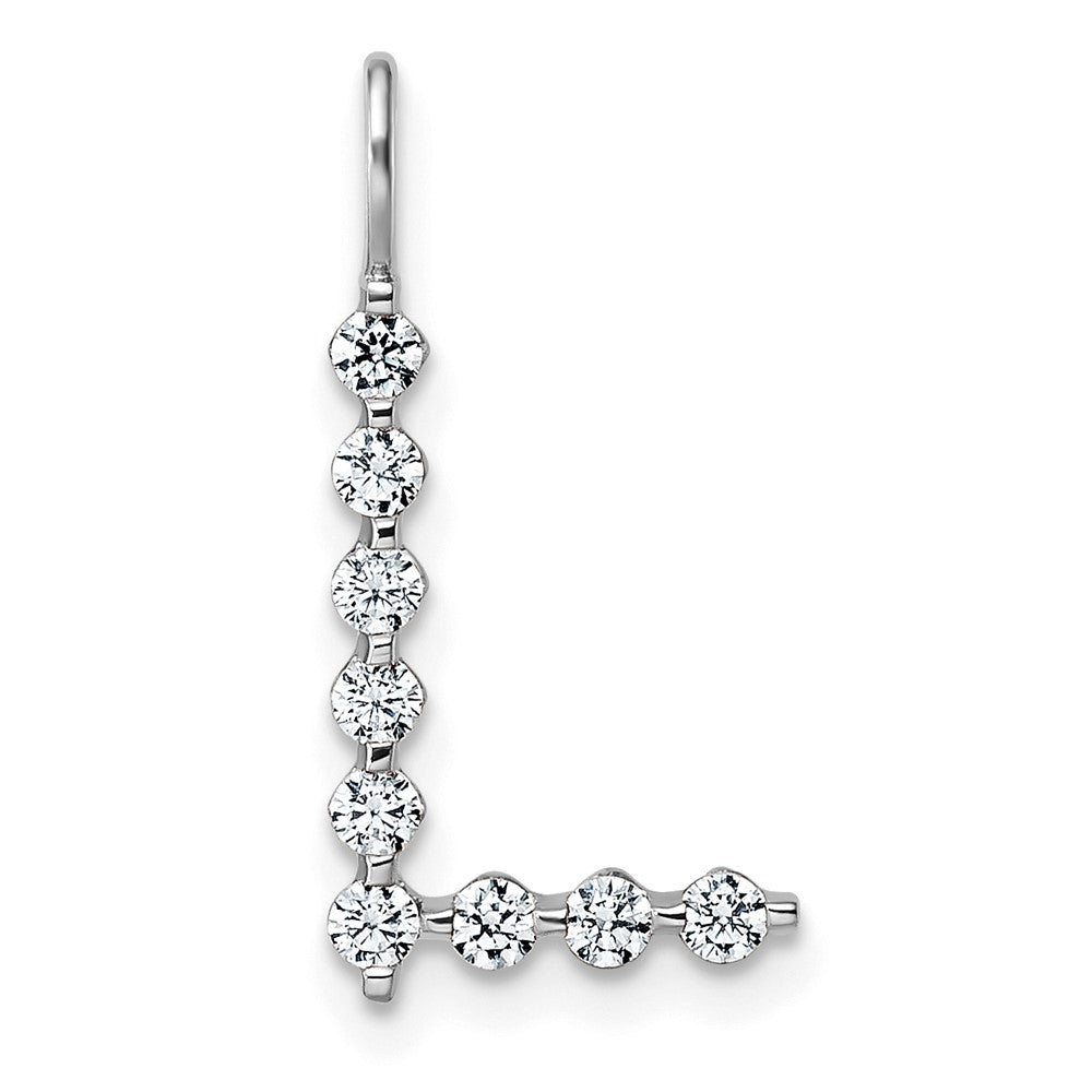True Origin 14k White Gold 1/3 carat Lab Grown Diamond VS DEF Alphabet L Pendant