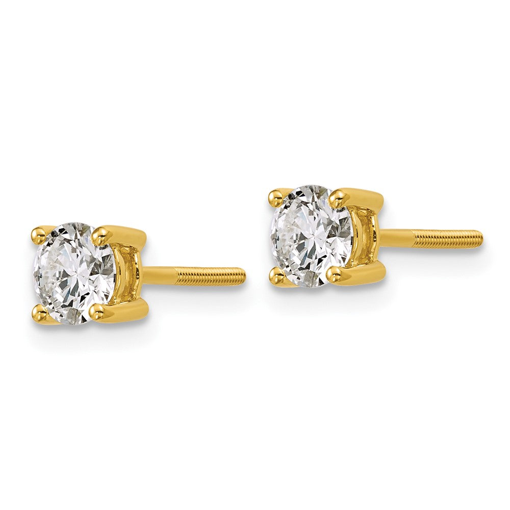 14k Yellow Gold 1 ctw Lab Grown Diamond VS+ F+ Round 4 Prong Heavy Wt. Screwback Stud Earrings