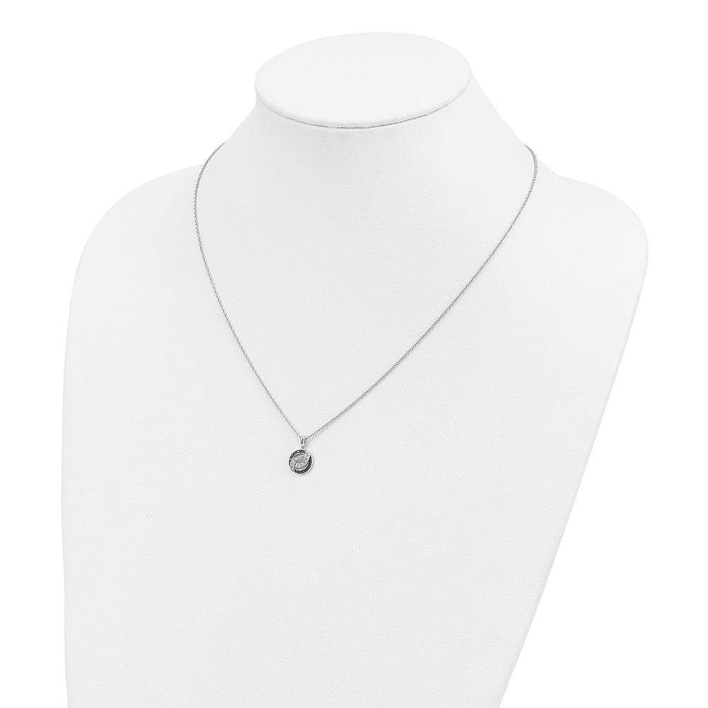 White Night Sterling Silver Rhodium-plated Black and White Diamond 18 Inch Necklace with 2 Inch Extender 18 Inches