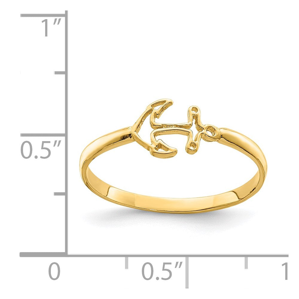 14K Polished Anchor Ring Size 7