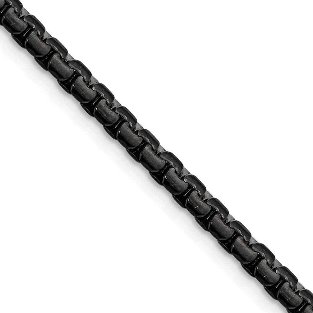 Chisel Stainless Steel Polished Black IP-plated 4mm 24 inch Flat Box Chain