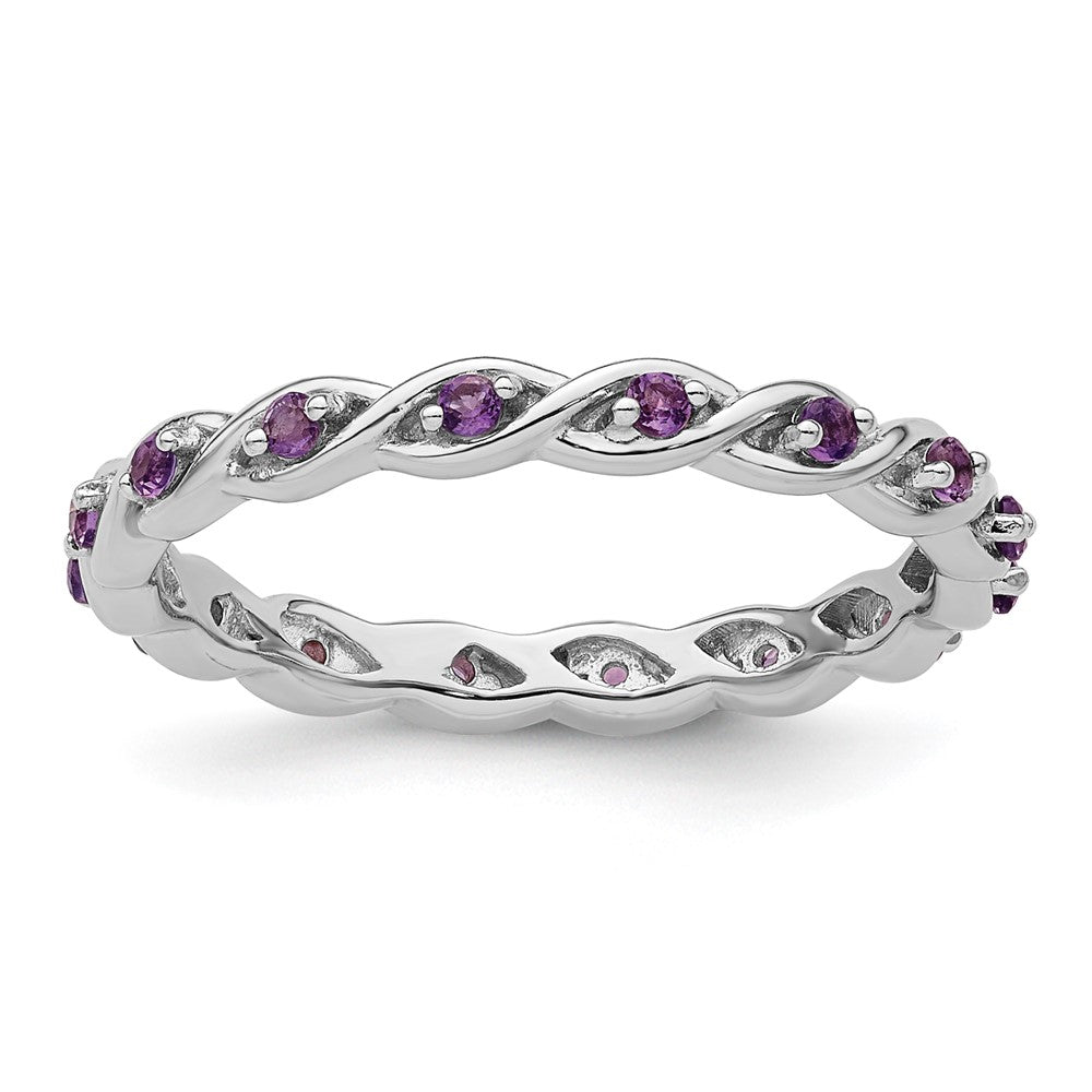 Sterling Silver Stackable Expressions Amethyst Ring Size -6