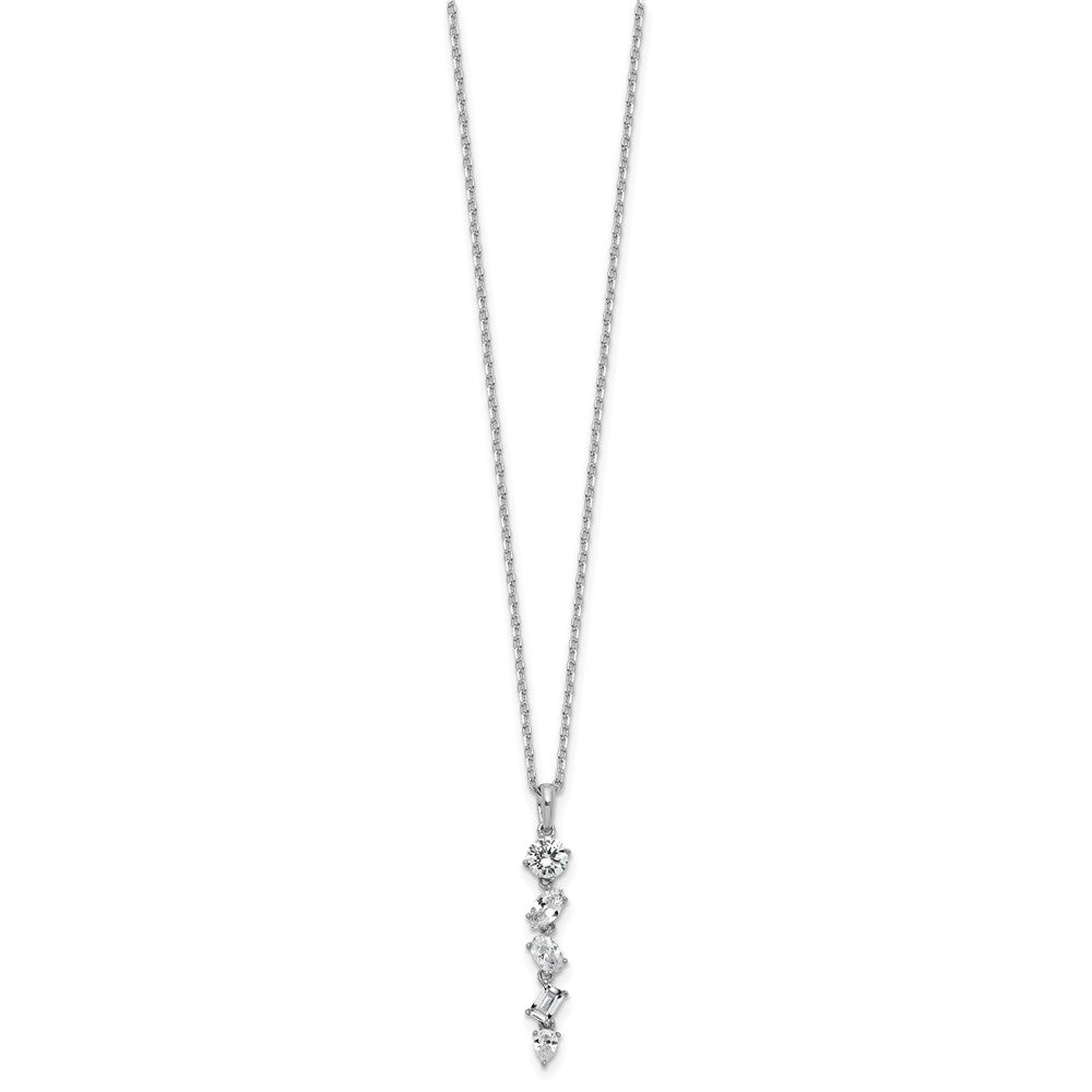 Cheryl M Sterling Silver Rhodium-plated Polished Fancy Multi-cut CZ with 2 Inch Extension Necklace 16 Inches