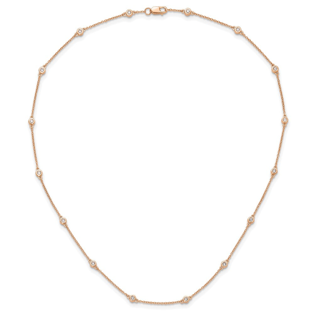 True Origin 14k Rose Gold 3/8 carat Lab Grown Diamond VS DEF Sixteen Station 16 inch Necklace