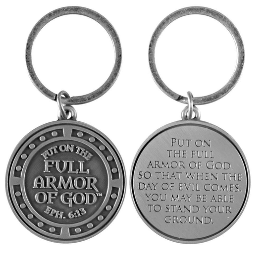 Dicksons Armor of God Silver Toned 3 inch Zinc Alloy Key Chain