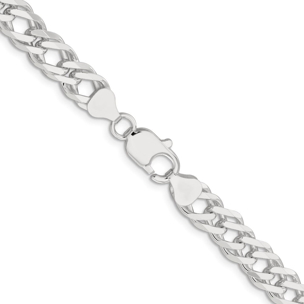 Sterling Silver 7.75mm 6 Side D/C Flat Double Curb Chain 24 Inches