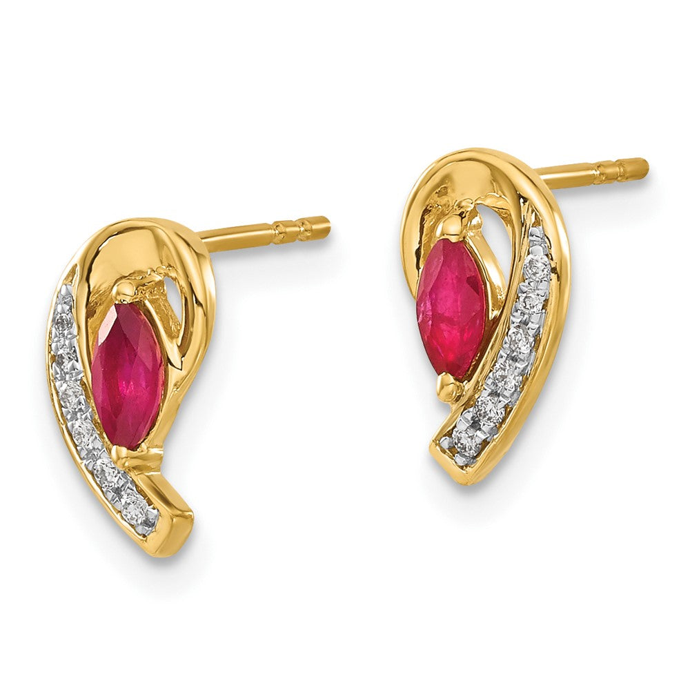 14k Diamond and Ruby Earrings