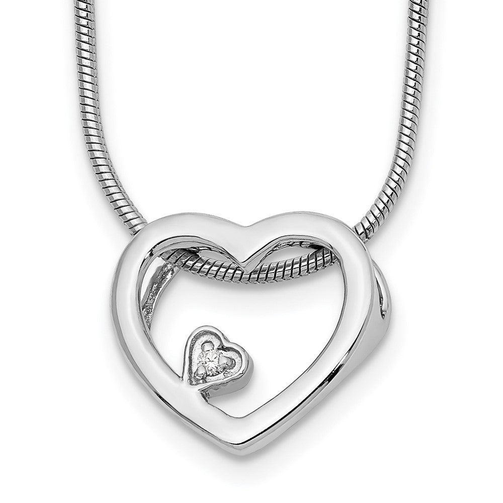 White Ice Sterling Silver Rhodium-plated 18 Inch Diamond Open Heart Necklace with 2 Inch Extender 18 Inches