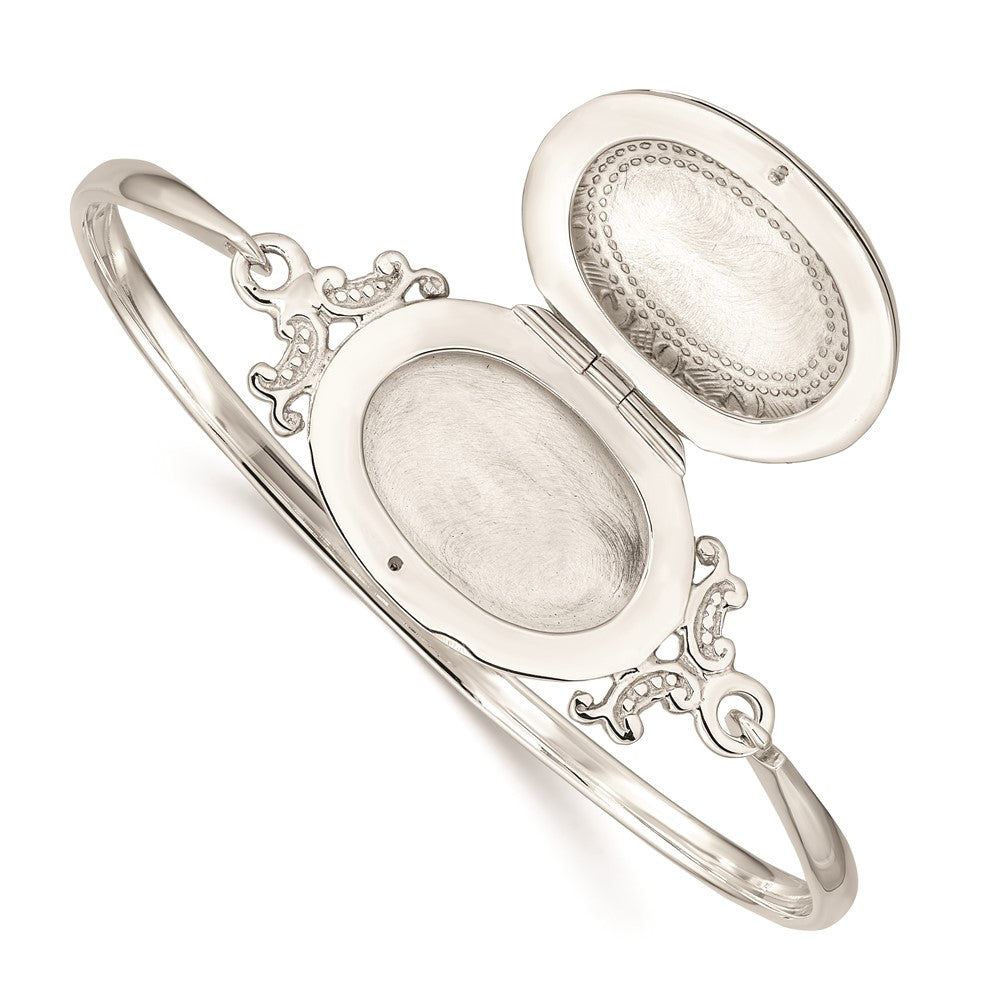 Sterling Silver 26mm Oval Locket Bangle 7 inches