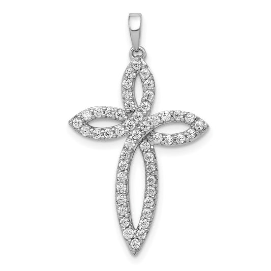 14k White Gold 1/2 carat Lab Grown Diamond VS/SI+ G+ Cross Pendant