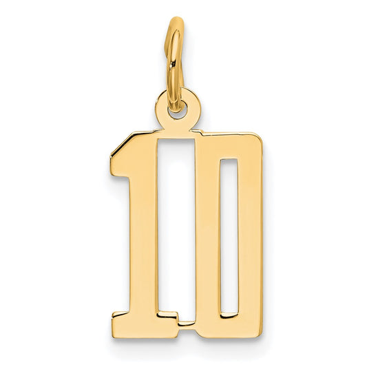 14k Small Elongated Number 10 Charm