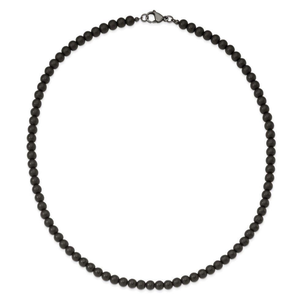 Stainless Steel Brushed Black Agate Antiqued Clasp 27in Necklace