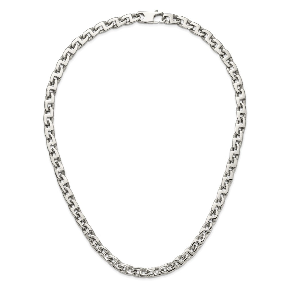 Stainless Steel Polished Fancy Square Link 24in Necklace
