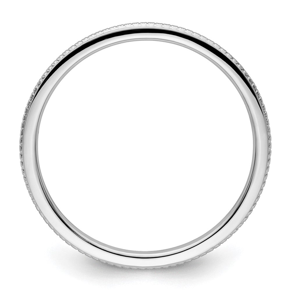 10K White Gold 1.2mm Beaded Stackable Band Size 6.5