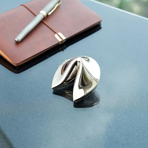 Silver-tone Hinged Fortune Cookie Shaped Box GM2162