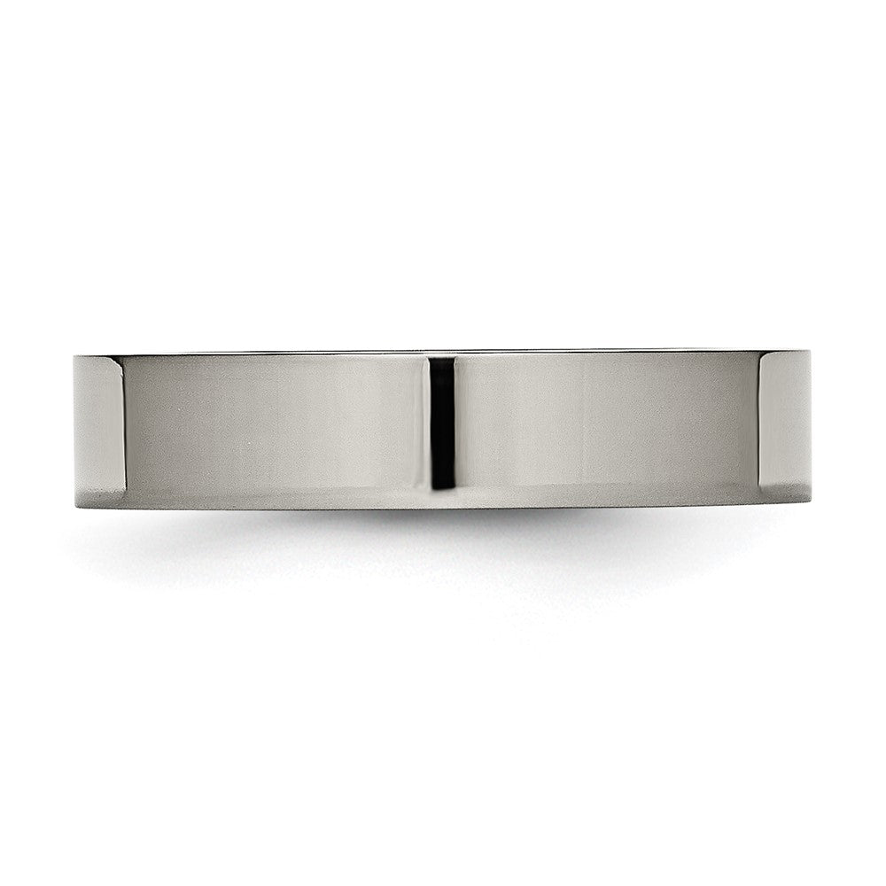 Titanium Polished 5mm Flat Band Size - 8