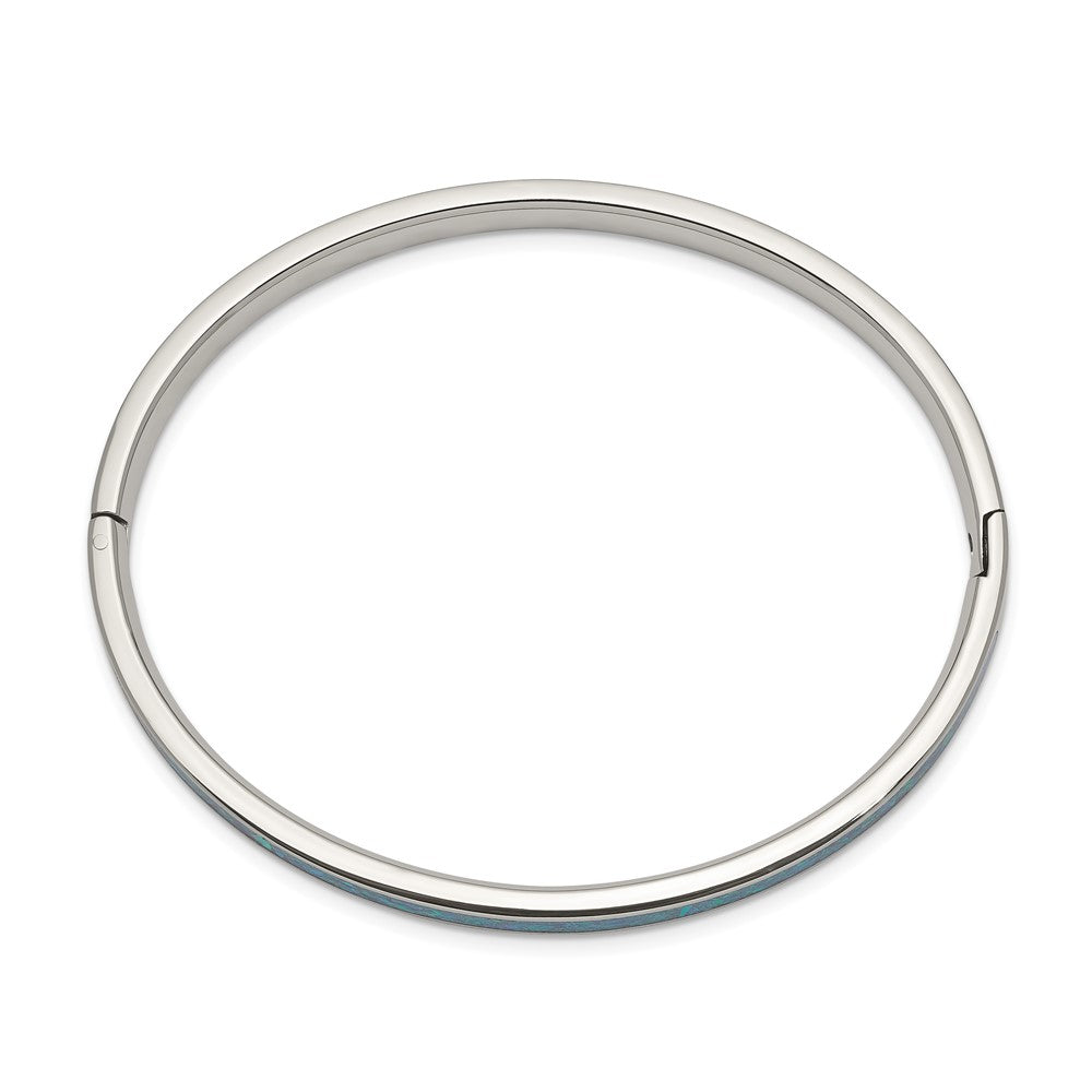 Stainless Steel Polished w/Imitation Opal 4.75mm Hinged Bangle