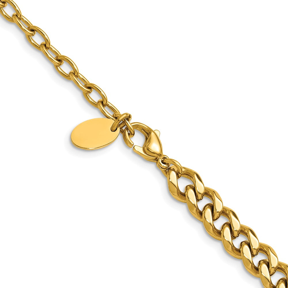 Chisel Stainless Steel Polished Yellow IP-plated 20 inch Plus a 3 inch Extension Curb Link Necklace