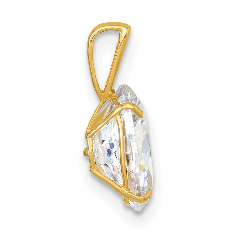 10k Polished 8.00 x 10.00mm White Oval CZ Pendant