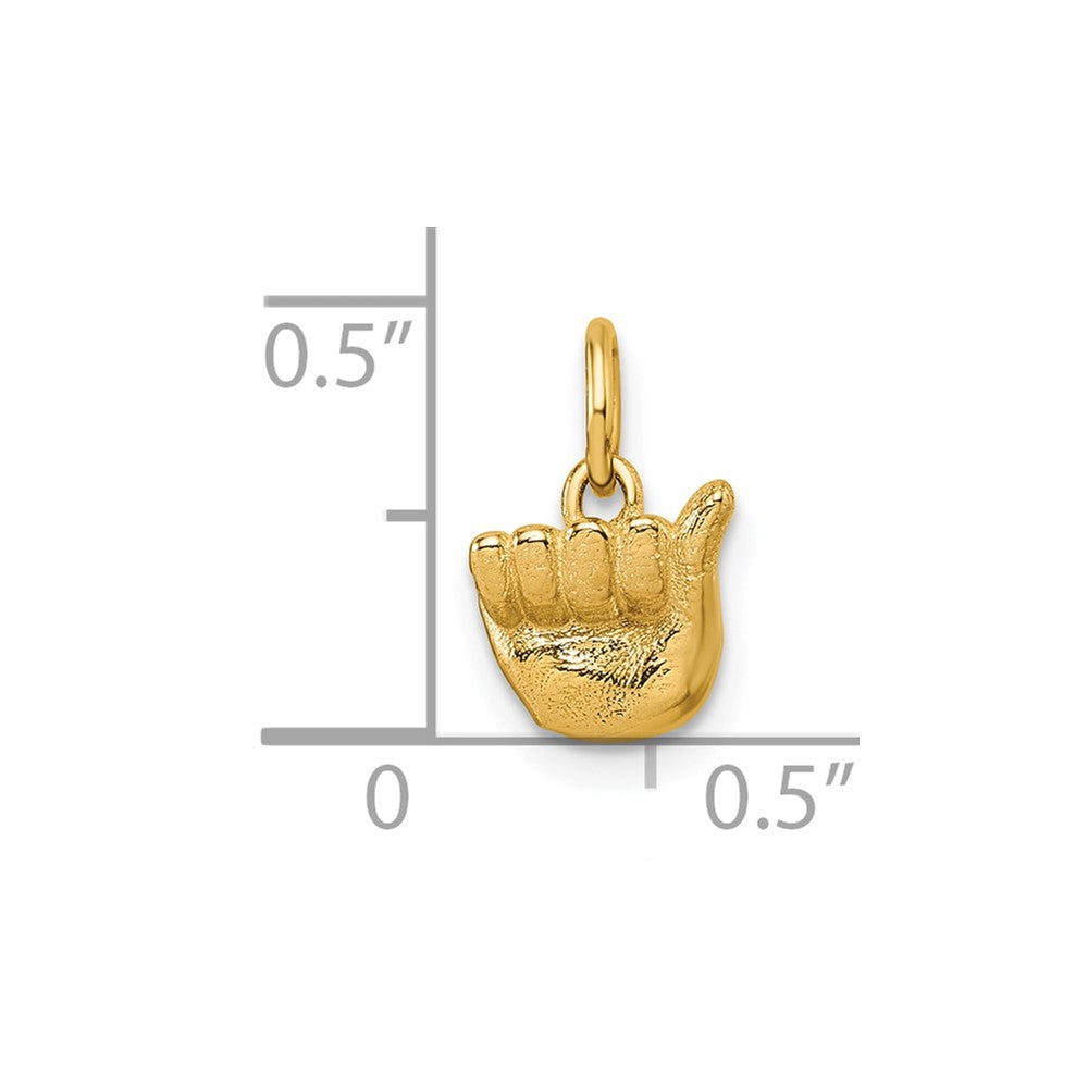 14K American Sign Language Alphabet Fingerspelling Sign A Pendant