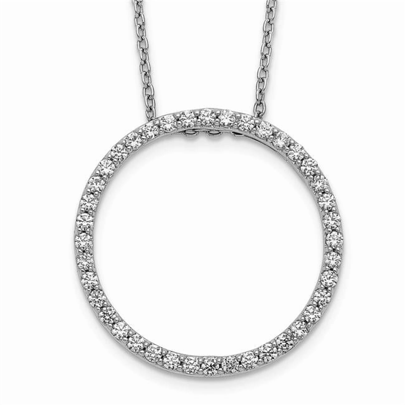 14k White Gold 5/8 carat Diamond Circle 18 inch Necklace