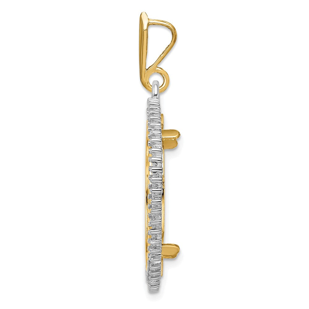 Wideband Distinguished Coin Jewelry 14k Two-tone Polished Diamond Circle 22.0mm Prong Coin Bezel Pendant Mounting