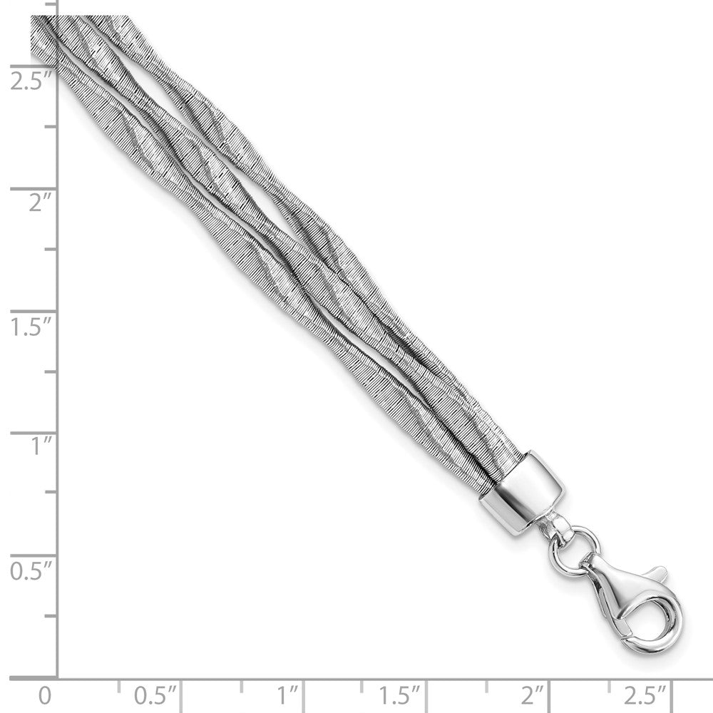 Sterling Silver Rhodium-plated 3-strand with 1in ext. Bracelet