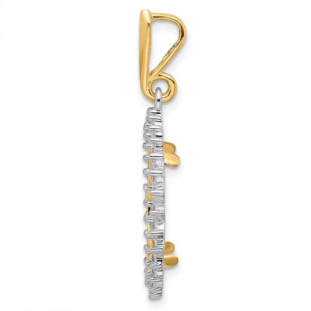 Wideband Distinguished Coin Jewelry 14k Two-tone Polished Diamond Circle 16.5mm Prong Coin Bezel Pendant Mounting