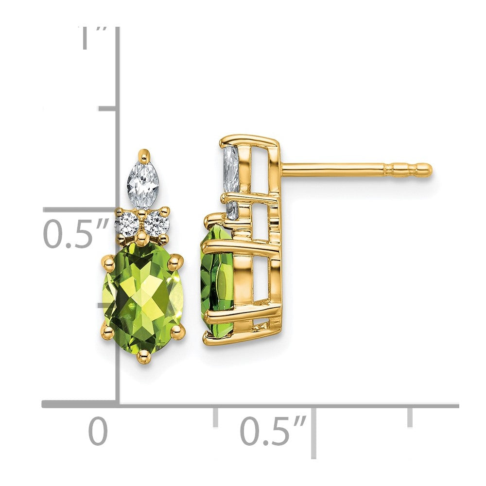 14K Polished Diamond and Peridot Twisted Post Earrings