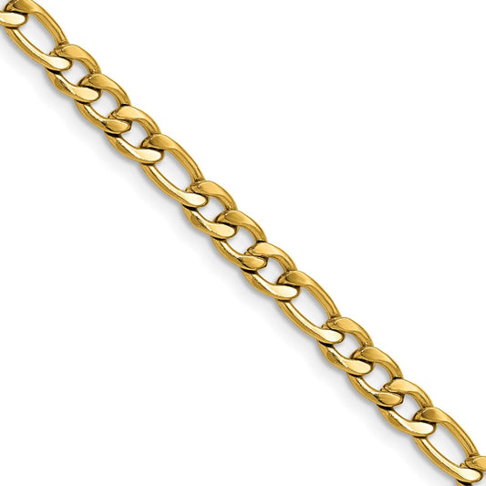 Chisel Stainless Steel Polished Yellow IP-plated 4.5mm 18 inch Figaro Chain