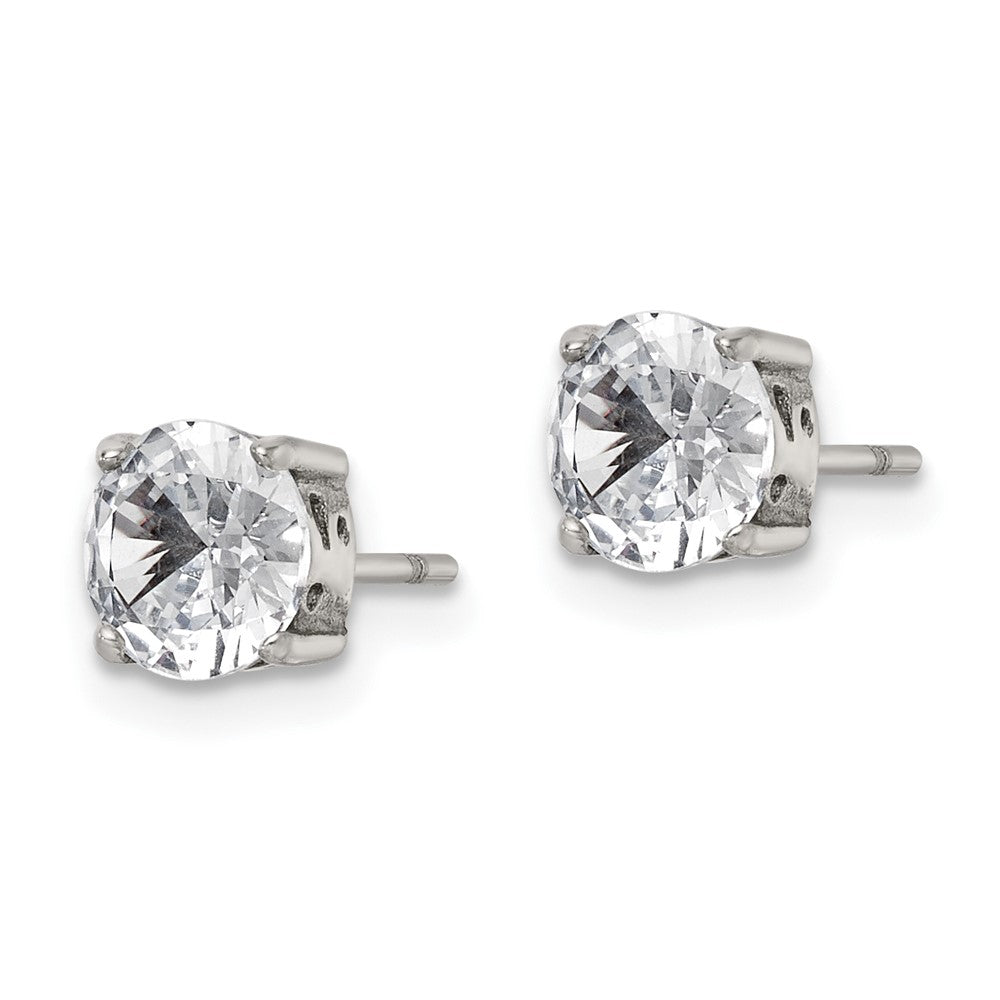 Stainless Steel Polished CZ Post Earrings