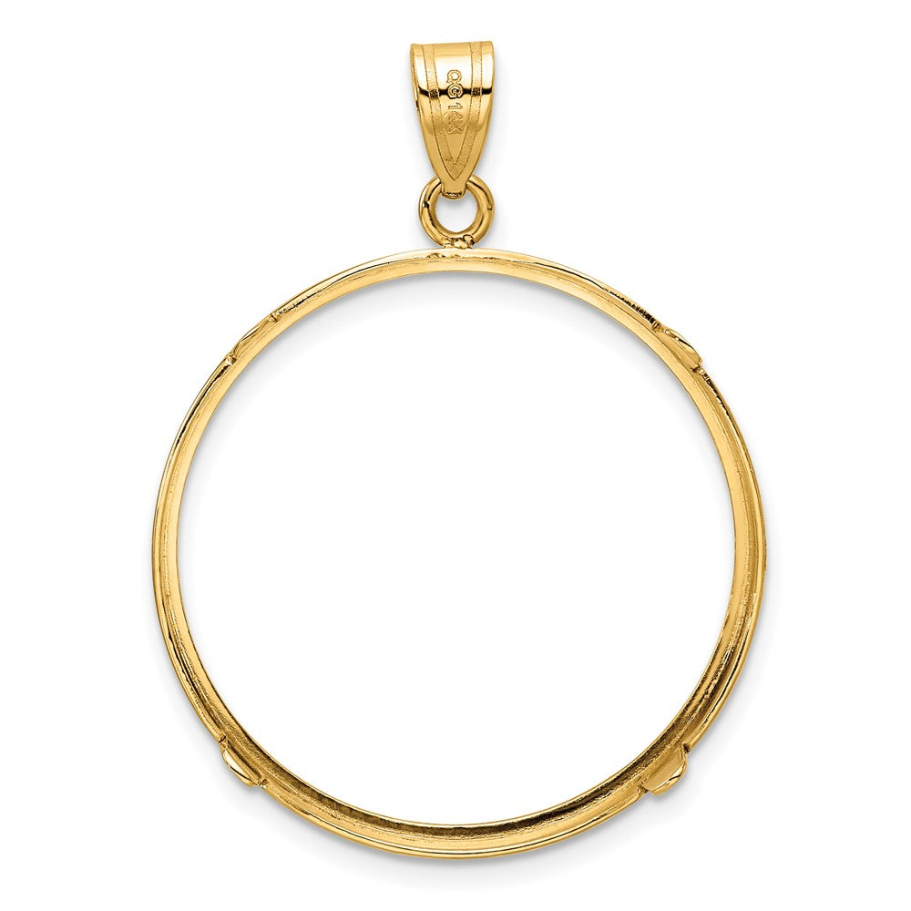 Wideband Distinguished Coin Jewelry 14k Polished 27.0mm Prong Coin Bezel Pendant