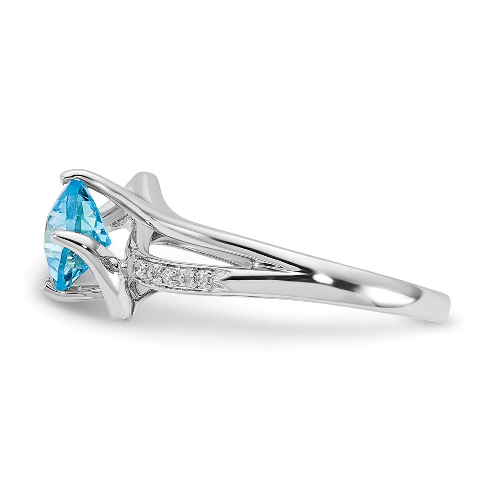Sterling Silver Blue Topaz & Diamond Ring