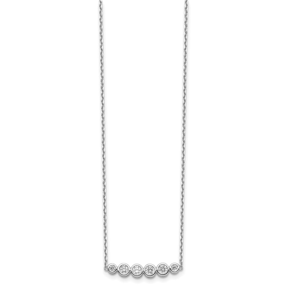 Sterling Shimmer Sterling Silver Rhodium-plated 16 inch 6 Stone CZ Bar Necklace with 2 inch extender 16 Inches