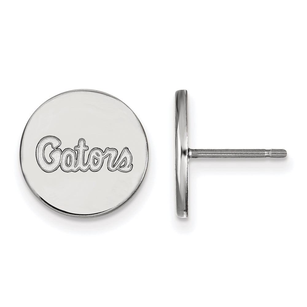 Sterling Silver Rhodium-plated LogoArt University of Florida Gators Script Small Disc Post Earrings QSS055UFL