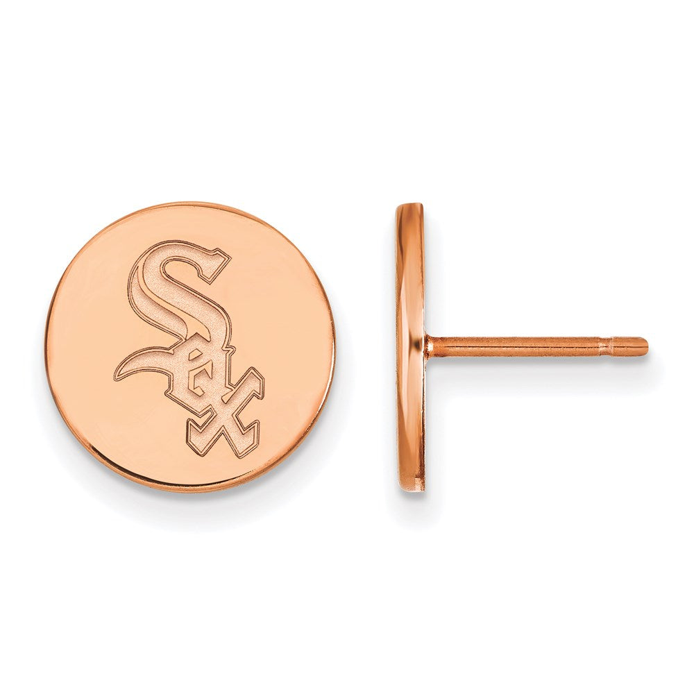 SS Rose Gold-plated MLB LogoArt Chicago White Sox Small Disc Earrings