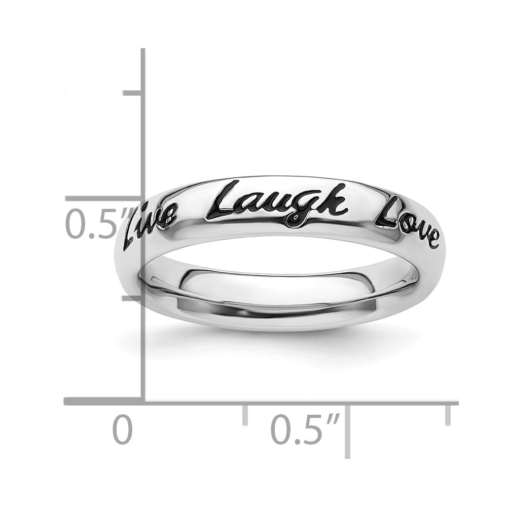 Sterling Silver Stackable Expressions Enamel Live Laugh Love Ring Size -6