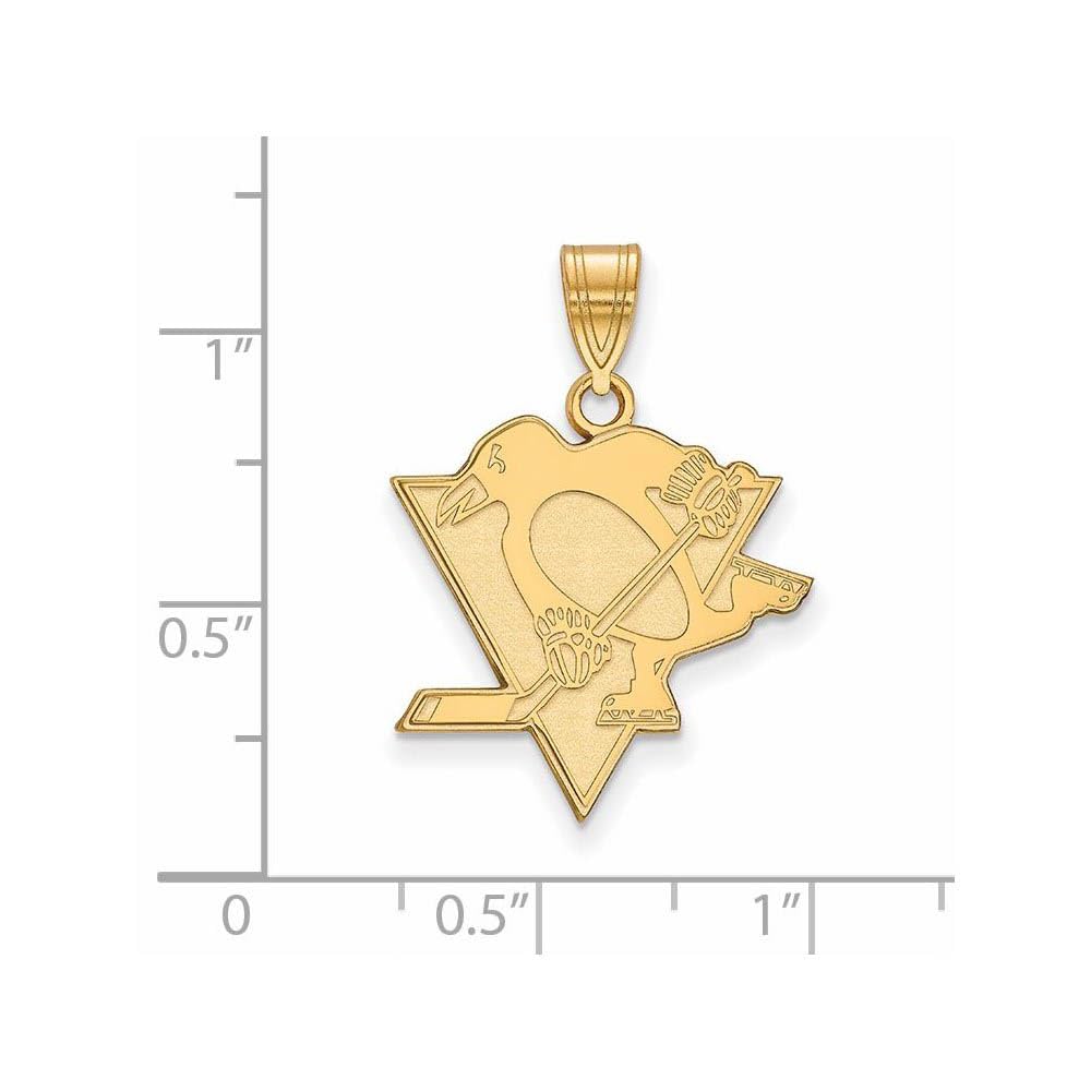 Sterling Silver Gold Plated NHL LogoArt Pittsburgh Penguins Large Pendant