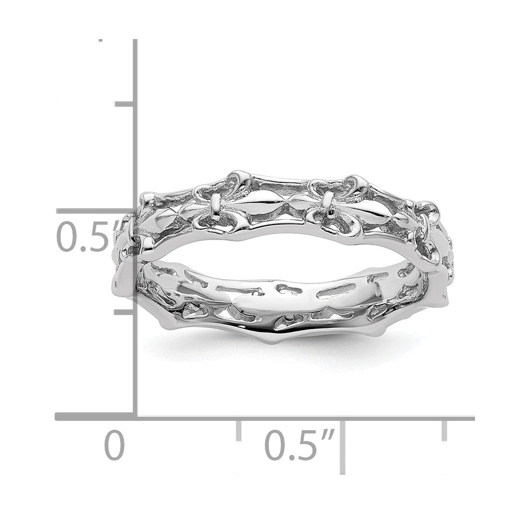 Sterling Silver Stackable Expressions Polished Fleur De Lis Ring Size -7