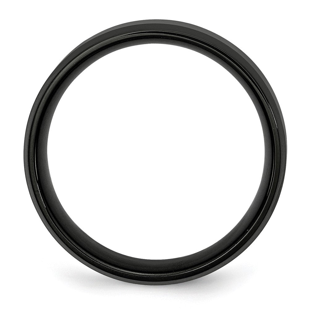 Stainless Steel Polished Brushed Center Black IP 8mm Beveled Edge Band Size - 8