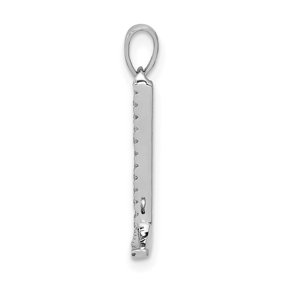 14K White Gold Diamond Letter L Initial Pendant