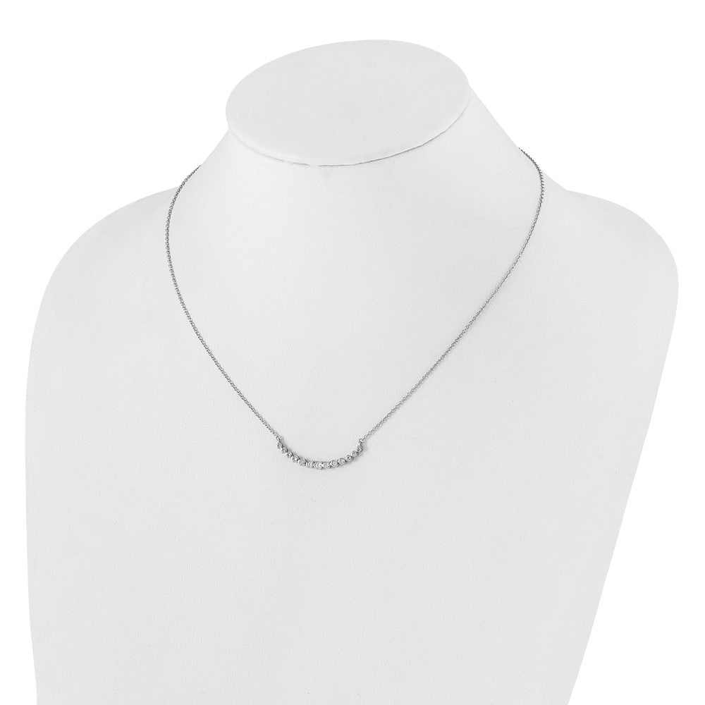 True Origin 14K White Gold 1/4 carat Lab Grown Diamond VS  D E F 18 inch Graduated Curved Bar Necklace